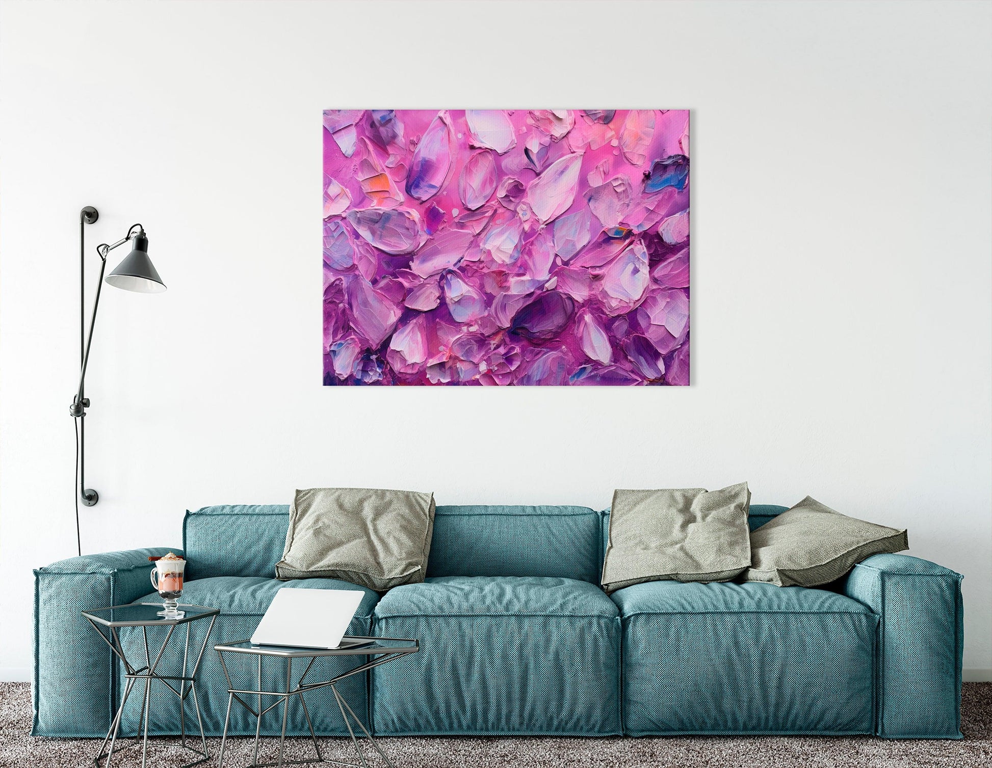 Purple Crystals and Gemstones on Pink - Canvas Print - Artoholica Ready to Hang Canvas Print