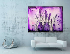 Purple Ink Lavender in Vases - Canvas Print - Artoholica Ready to Hang Canvas Print