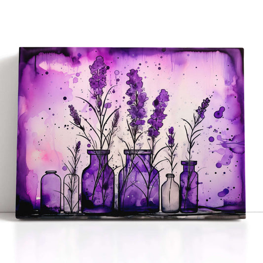 Purple Ink Lavender in Vases - Canvas Print - Artoholica Ready to Hang Canvas Print
