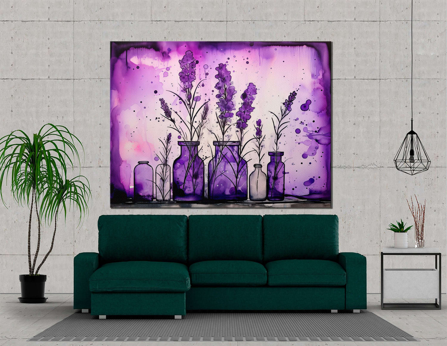 Purple Ink Lavender in Vases - Canvas Print - Artoholica Ready to Hang Canvas Print