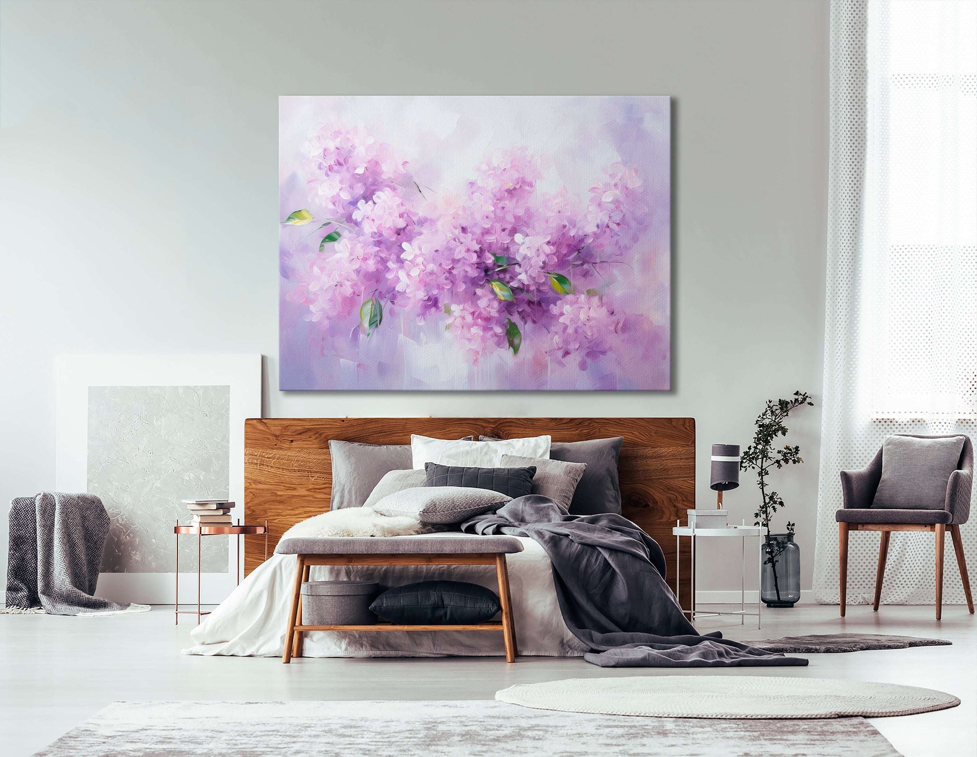 Purple Lilac Branch - Canvas Print - Artoholica Ready to Hang Canvas Print