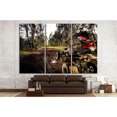 Quad rider jumping on a muddy forest trail №1865 Ready to Hang Canvas PrintCanvas art arrives ready to hang, with hanging accessories included and no additional framing required. Every canvas print is hand-crafted, made on-demand at our workshop and exper
