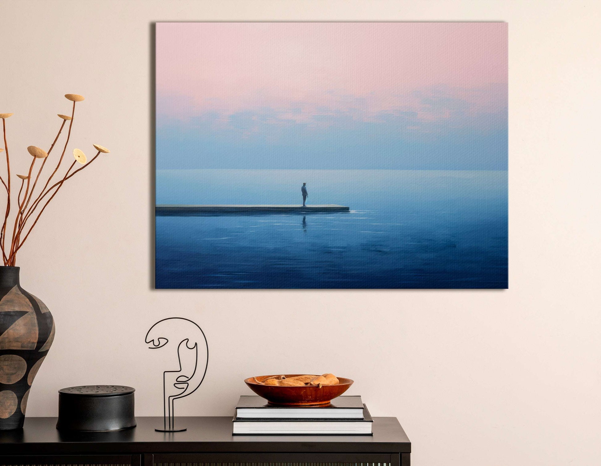 Quiet Moments Under a Light Pink Sky - Canvas Print - Artoholica Ready to Hang Canvas Print