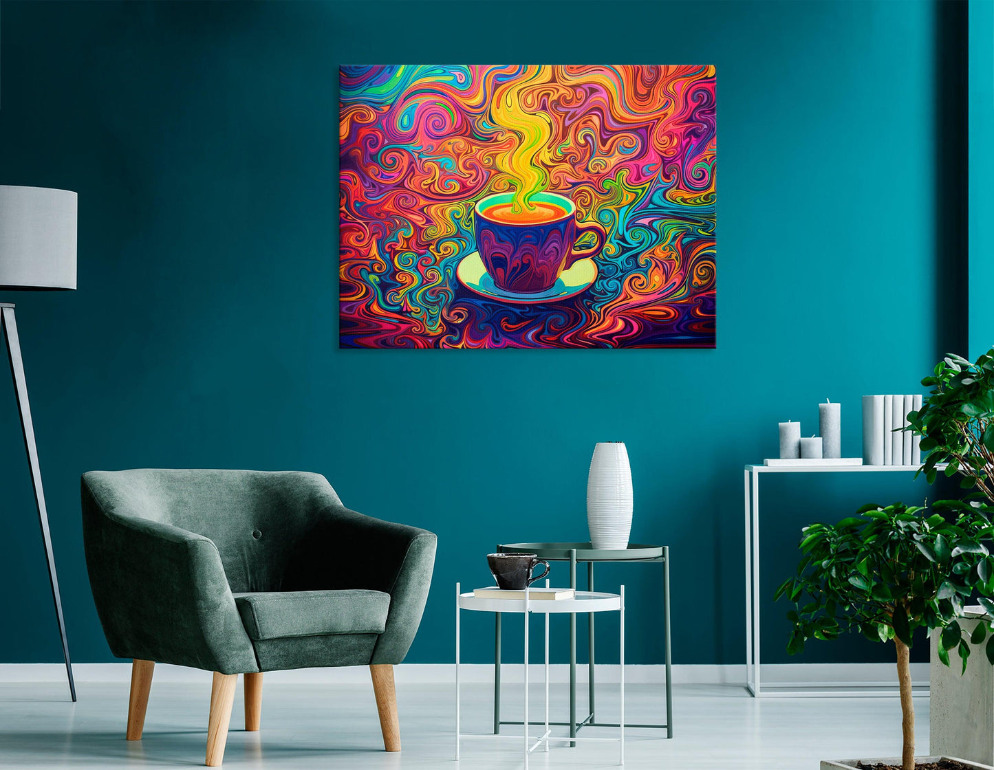 Rainbow Cup of Coffee - Canvas Print - Artoholica Ready to Hang Canvas Print