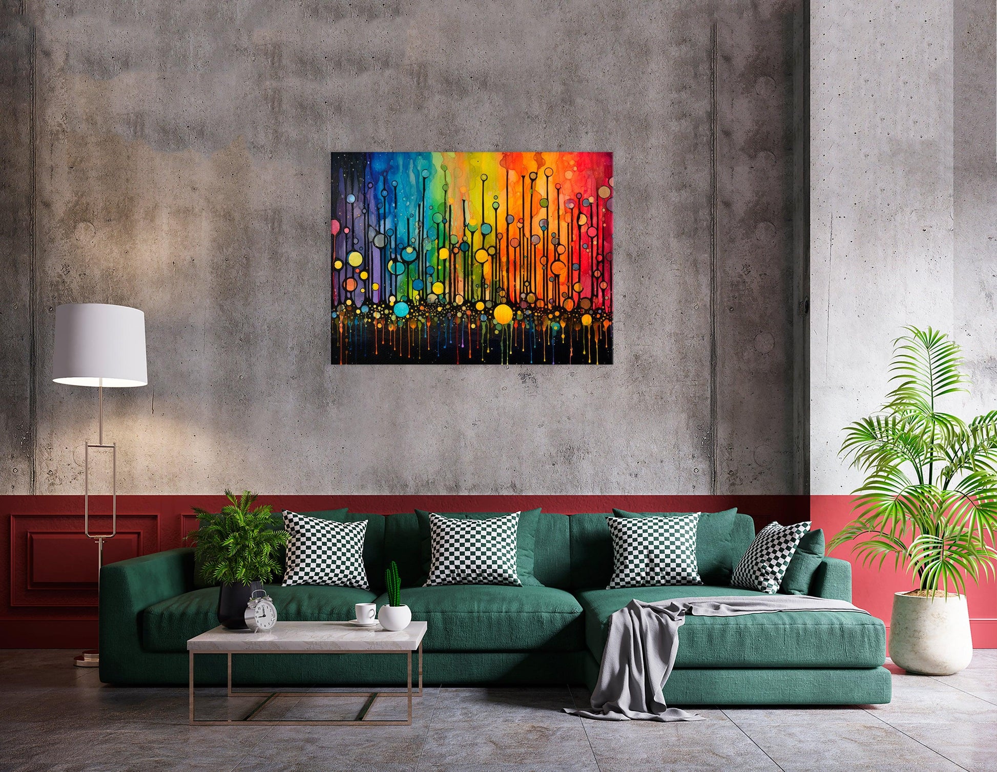 Rainbow Dribble Abstract - Canvas Print - Artoholica Ready to Hang Canvas Print