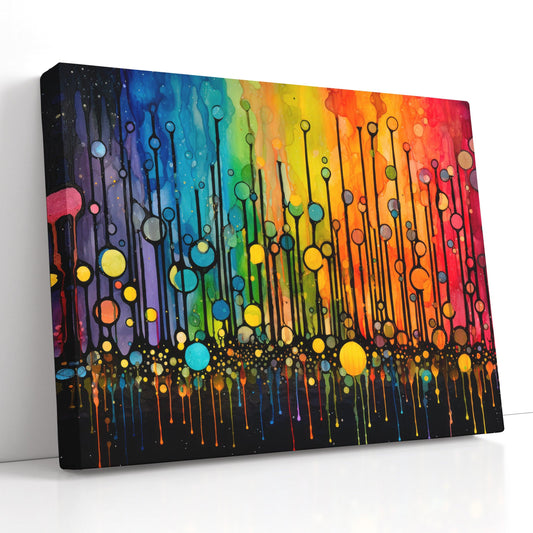 Rainbow Dribble Abstract - Canvas Print - Artoholica Ready to Hang Canvas Print