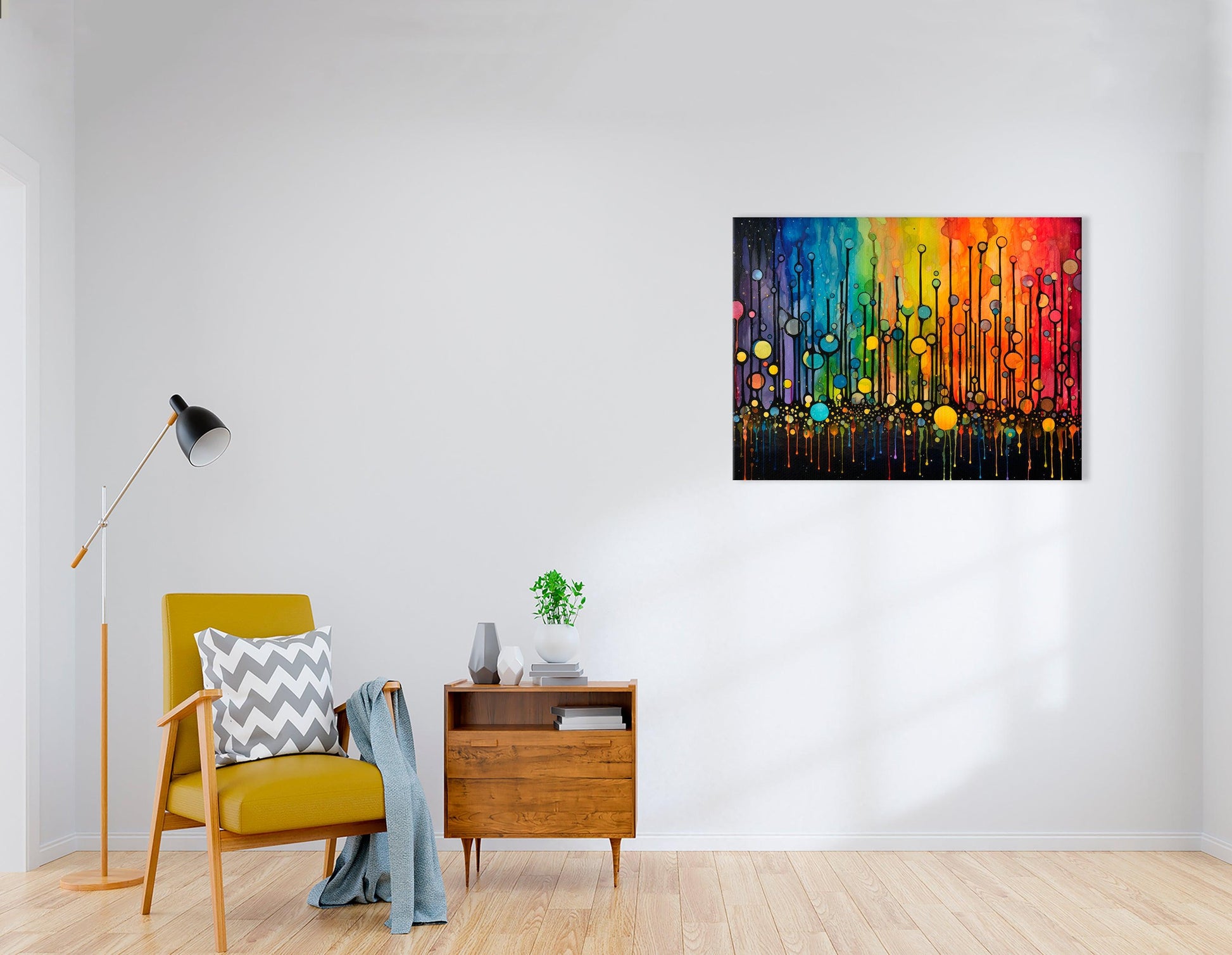 Rainbow Dribble Abstract - Canvas Print - Artoholica Ready to Hang Canvas Print