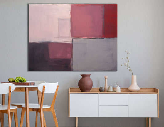 Rectilinear Forms in Gray, Pink, and Maroon - Canvas Print - Artoholica Ready to Hang Canvas Print