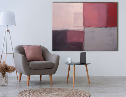 Rectilinear Forms in Gray, Pink, and Maroon - Canvas Print - Artoholica Ready to Hang Canvas Print