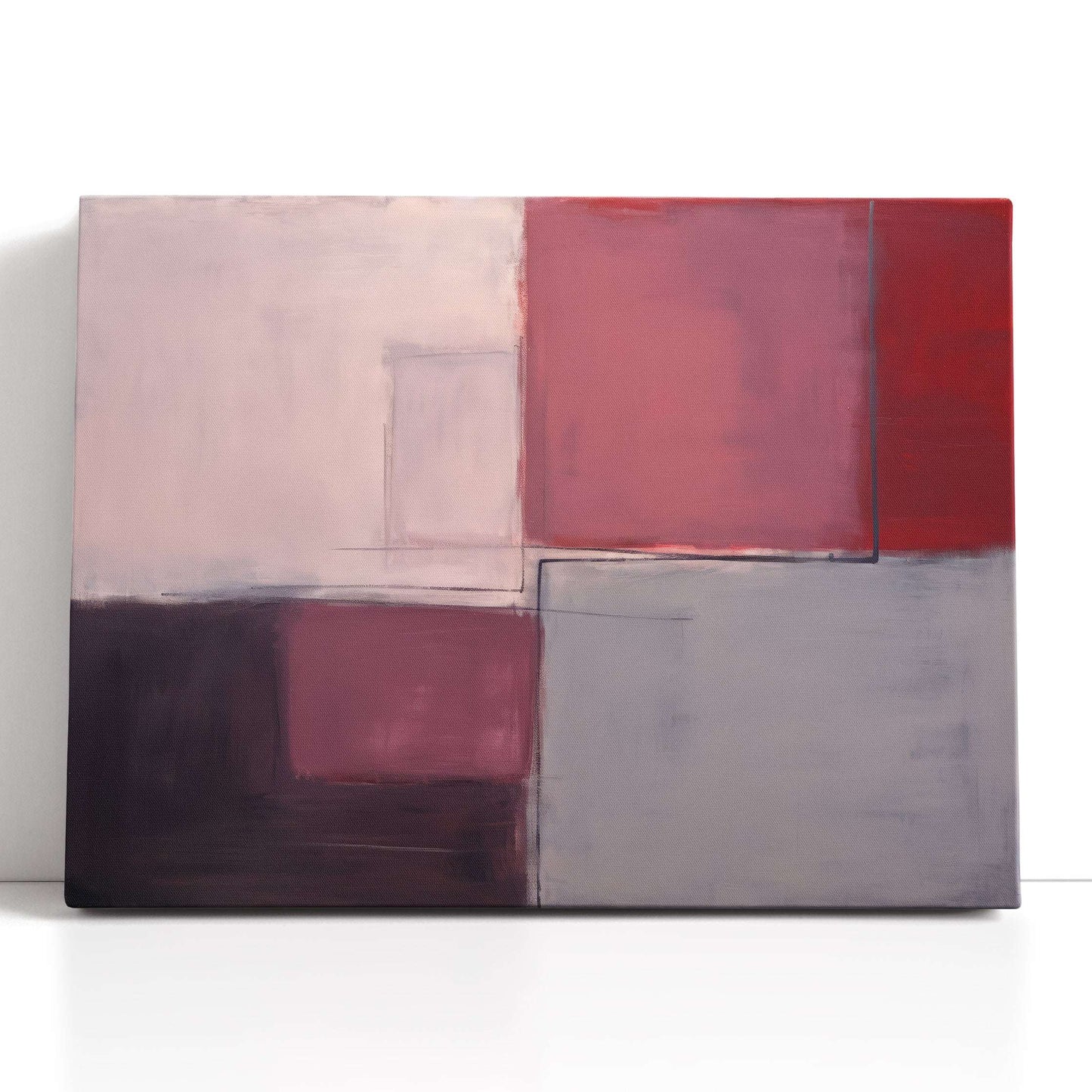 Rectilinear Forms in Gray, Pink, and Maroon - Canvas Print - Artoholica Ready to Hang Canvas Print