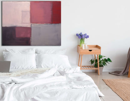 Rectilinear Forms in Gray, Pink, and Maroon - Canvas Print - Artoholica Ready to Hang Canvas Print