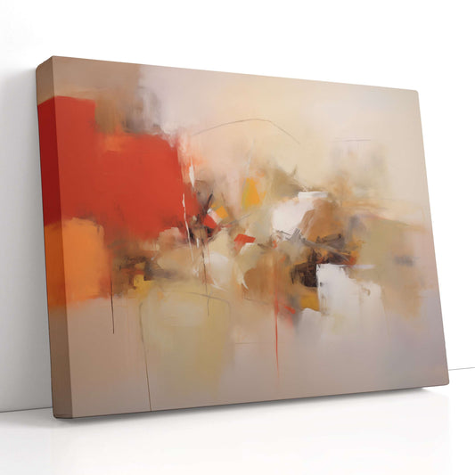 Red and Beige Symphony of Abstract Art - Canvas Print - Artoholica Ready to Hang Canvas Print