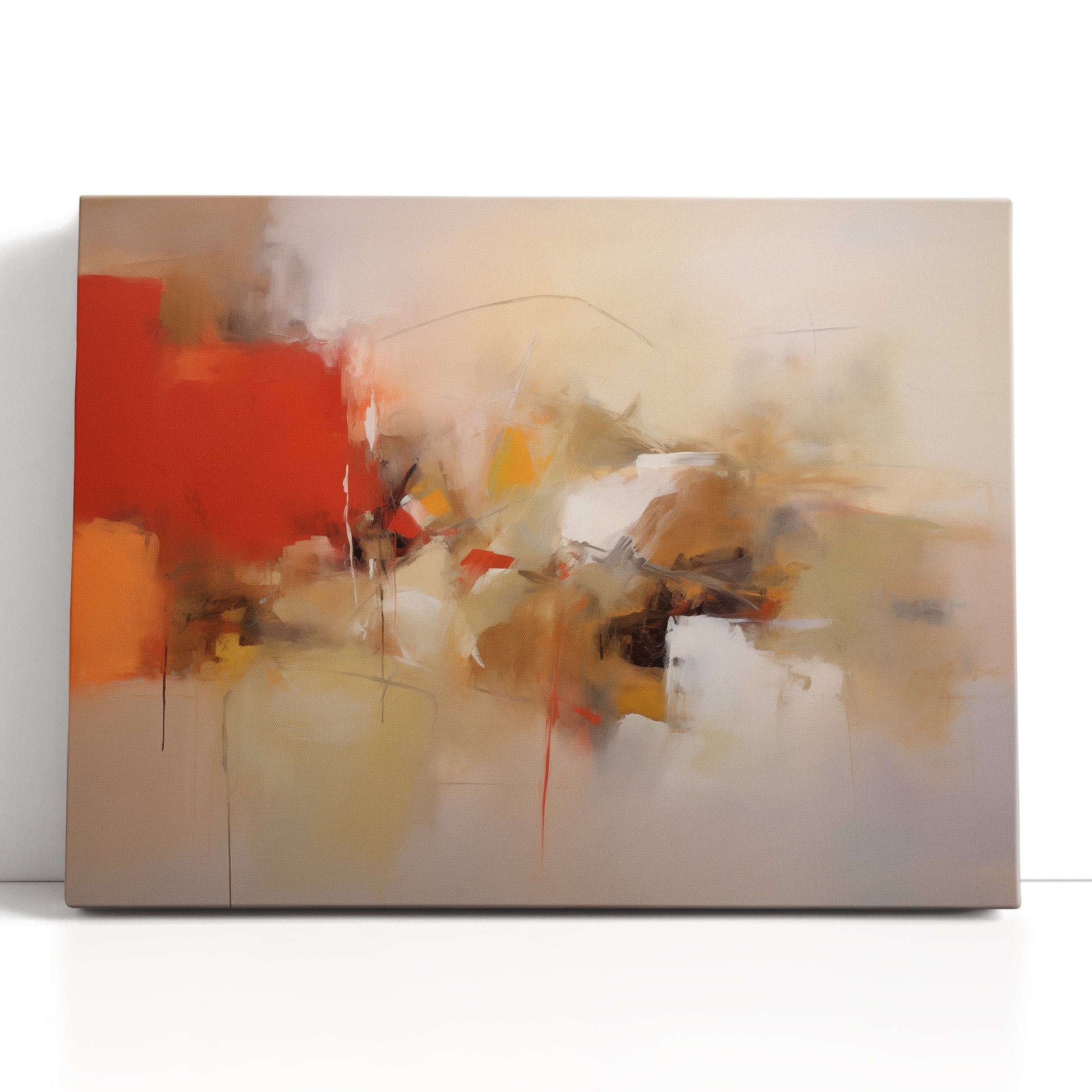 Red and Beige Symphony of Abstract Art - Canvas Print - Artoholica Ready to Hang Canvas Print