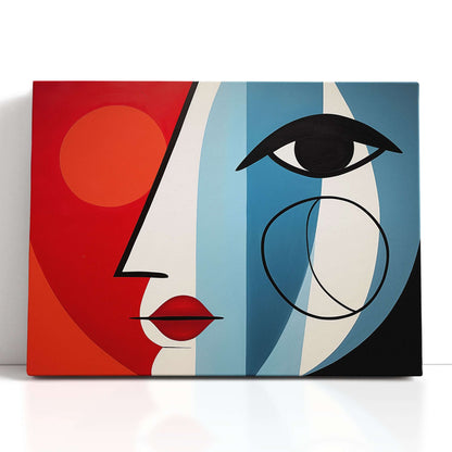 Red and Blue Cubist Portrait - Canvas Print - Artoholica Ready to Hang Canvas Print