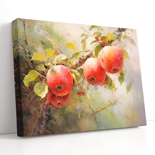 Red Apples on Branch - Canvas Print - Artoholica Ready to Hang Canvas Print