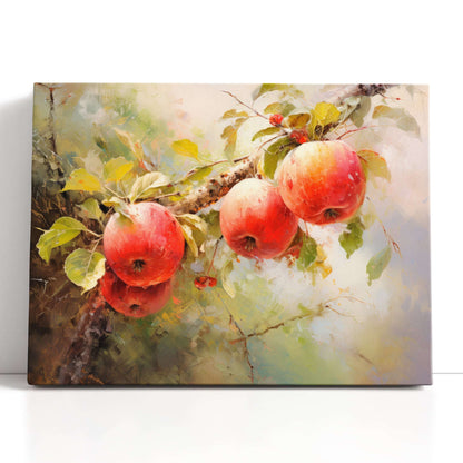 Red Apples on Branch - Canvas Print - Artoholica Ready to Hang Canvas Print