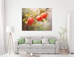 Red Apples on Branch - Canvas Print - Artoholica Ready to Hang Canvas Print