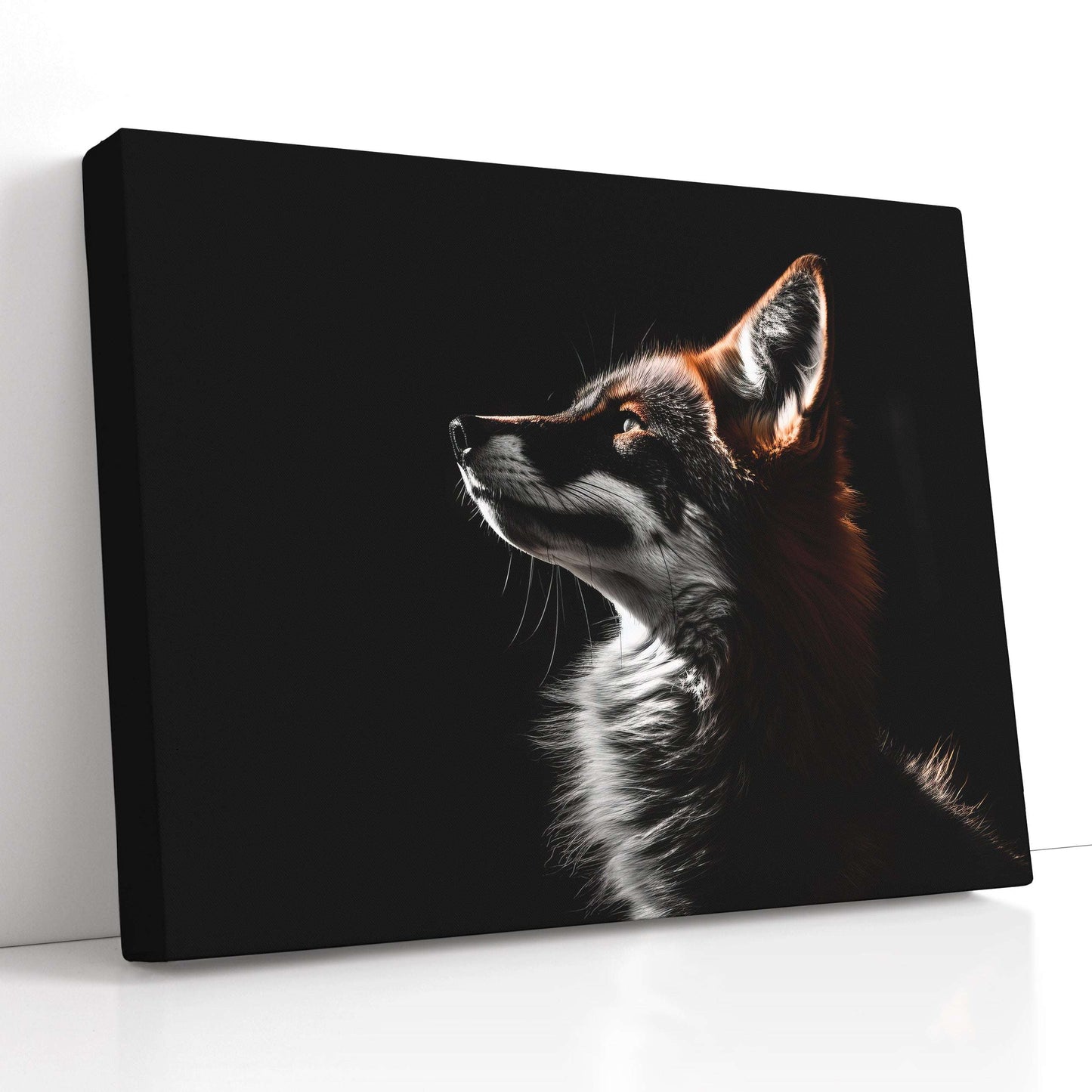 Red Fox with Contrasting Light and Shadow - Canvas Print - Artoholica Ready to Hang Canvas Print