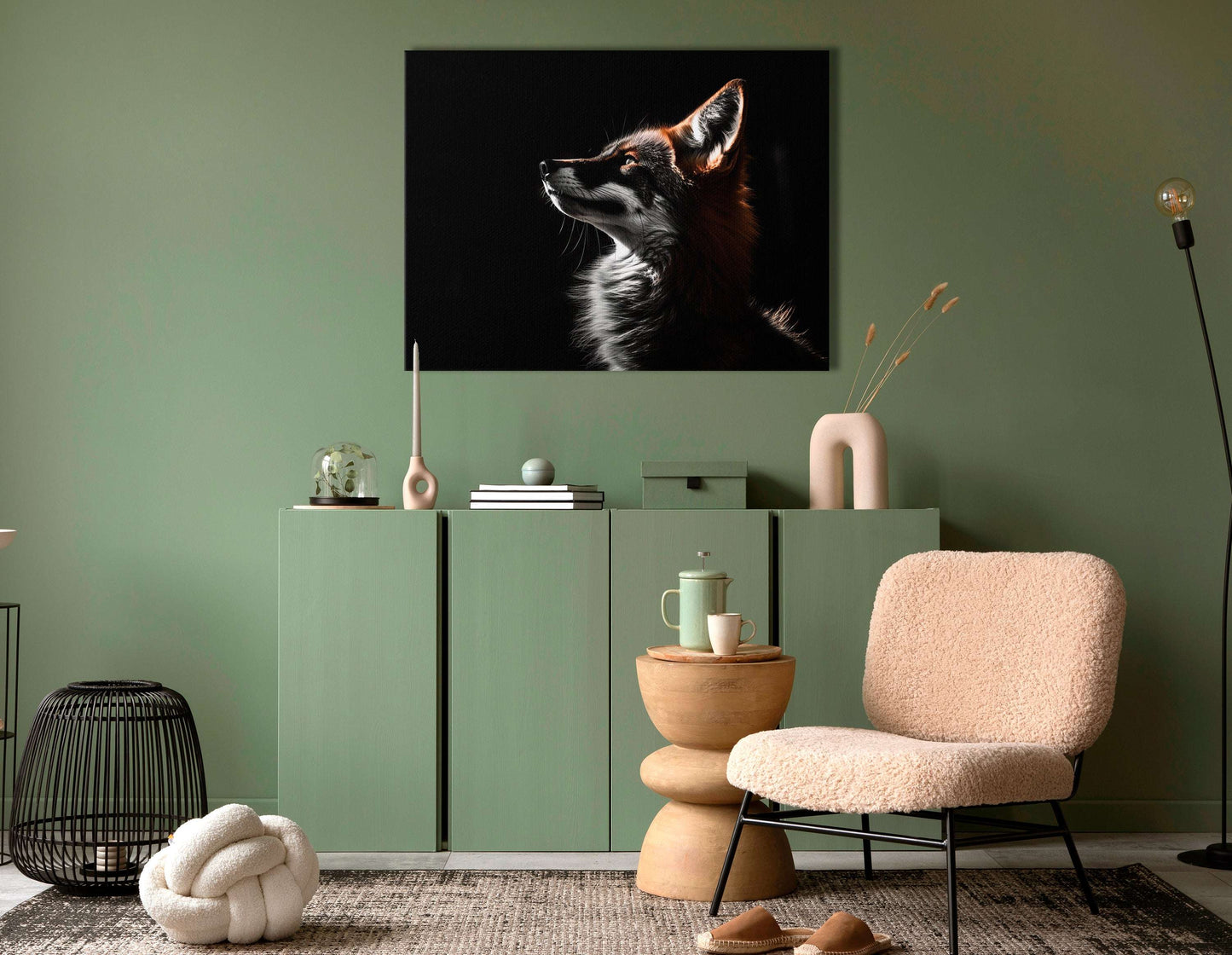 Red Fox with Contrasting Light and Shadow - Canvas Print - Artoholica Ready to Hang Canvas Print