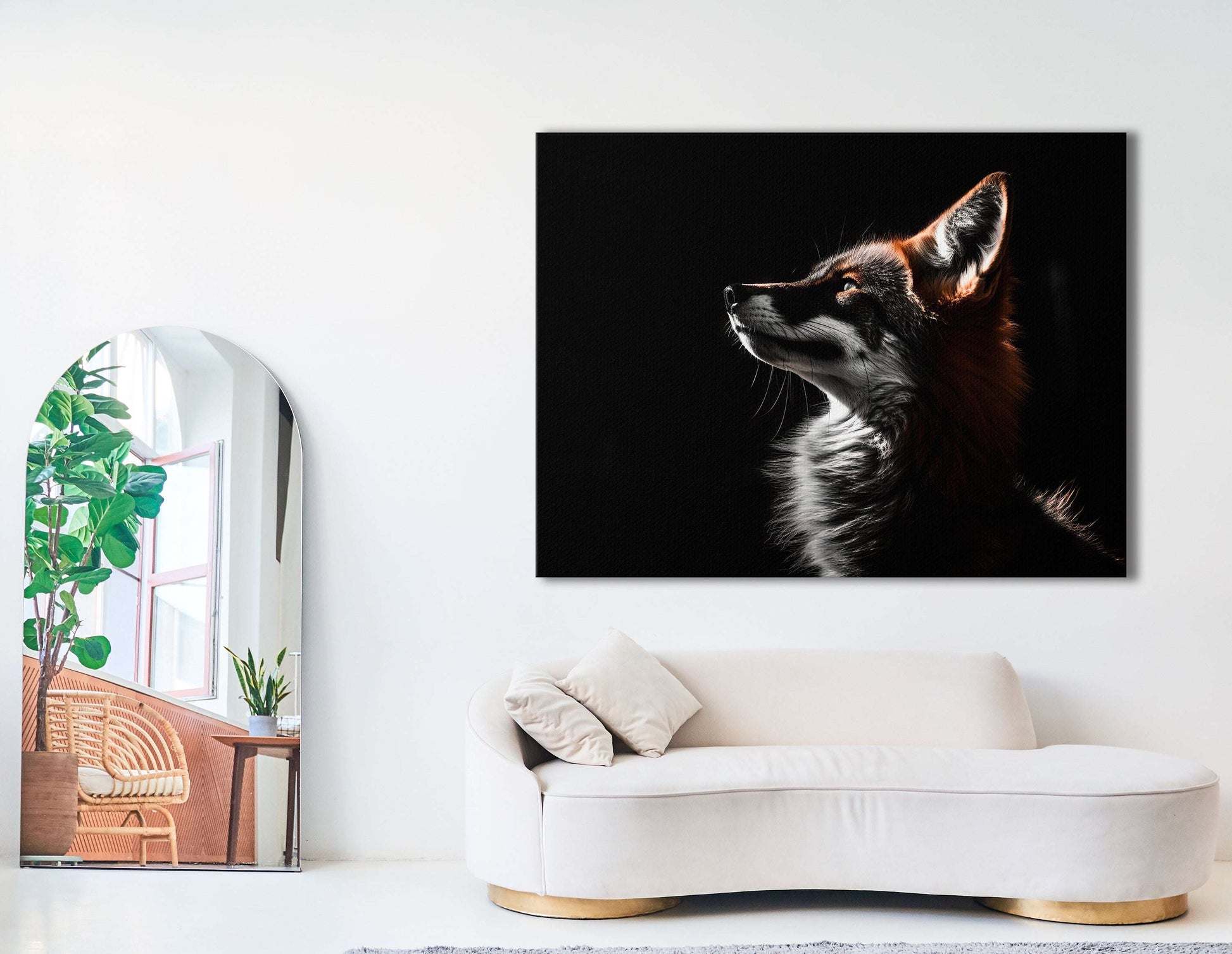 Red Fox with Contrasting Light and Shadow - Canvas Print - Artoholica Ready to Hang Canvas Print