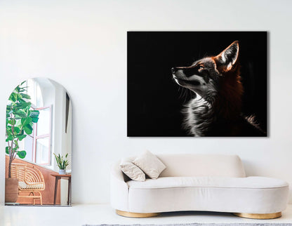 Red Fox with Contrasting Light and Shadow - Canvas Print - Artoholica Ready to Hang Canvas Print