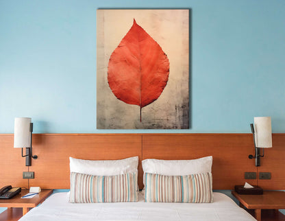 Red Leaf on a Beige Background - Canvas Print - Artoholica Ready to Hang Canvas Print