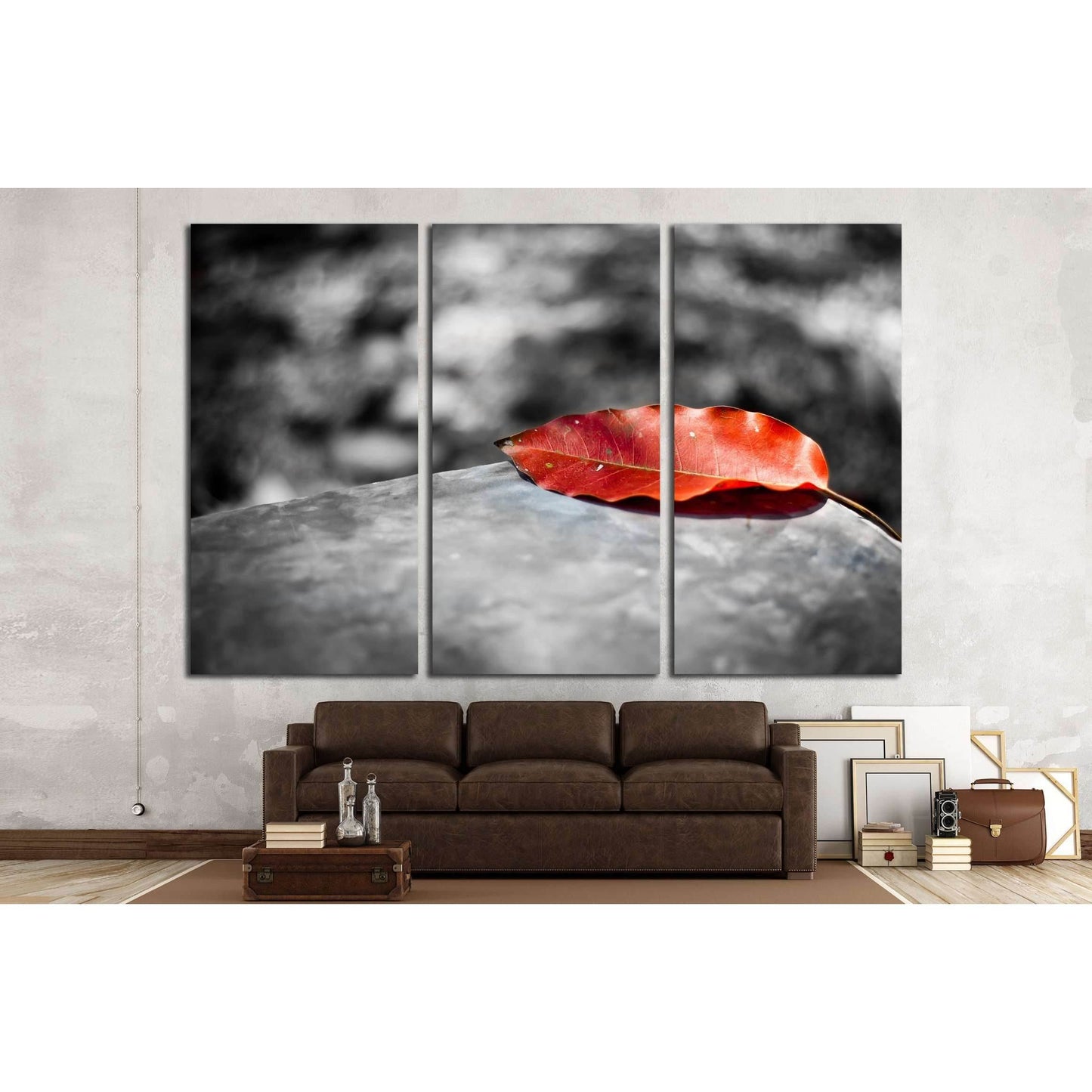 Red leaf on black and white background №3025 Ready to Hang Canvas PrintCanvas art arrives ready to hang, with hanging accessories included and no additional framing required. Every canvas print is hand-crafted, made on-demand at our workshop and expertly