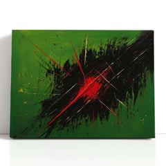 Red Slashes on Green - Canvas Print - Artoholica Ready to Hang Canvas Print