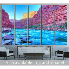 Reflection in Colorado River of Butte catching days last rays, in Grand Canyon №1969 Ready to Hang Canvas PrintCanvas art arrives ready to hang, with hanging accessories included and no additional framing required. Every canvas print is hand-crafted, made