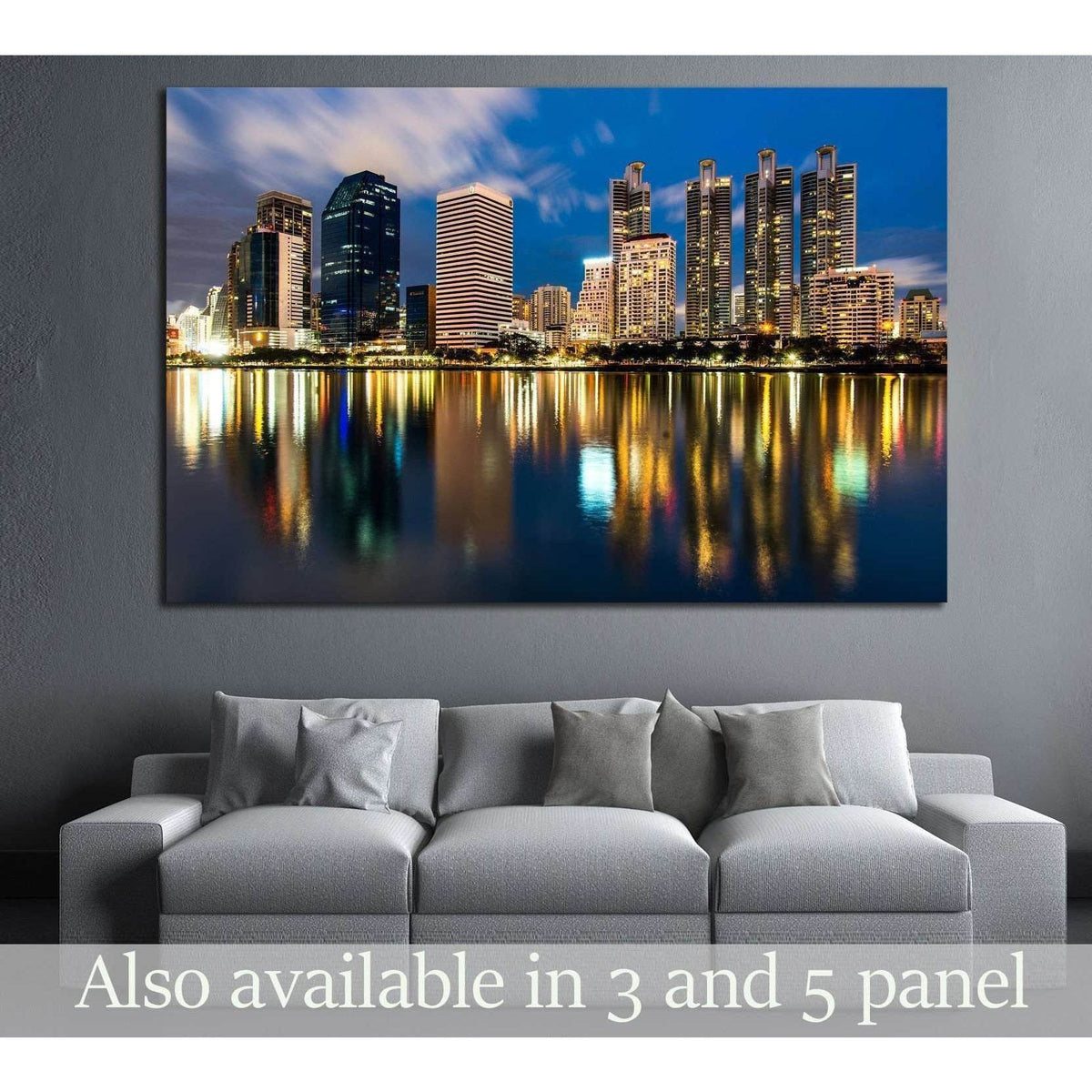 reflection of lighting city scape at night, bangkok №2260 Ready to Hang Canvas PrintCanvas art arrives ready to hang, with hanging accessories included and no additional framing required. Every canvas print is hand-crafted, made on-demand at our workshop