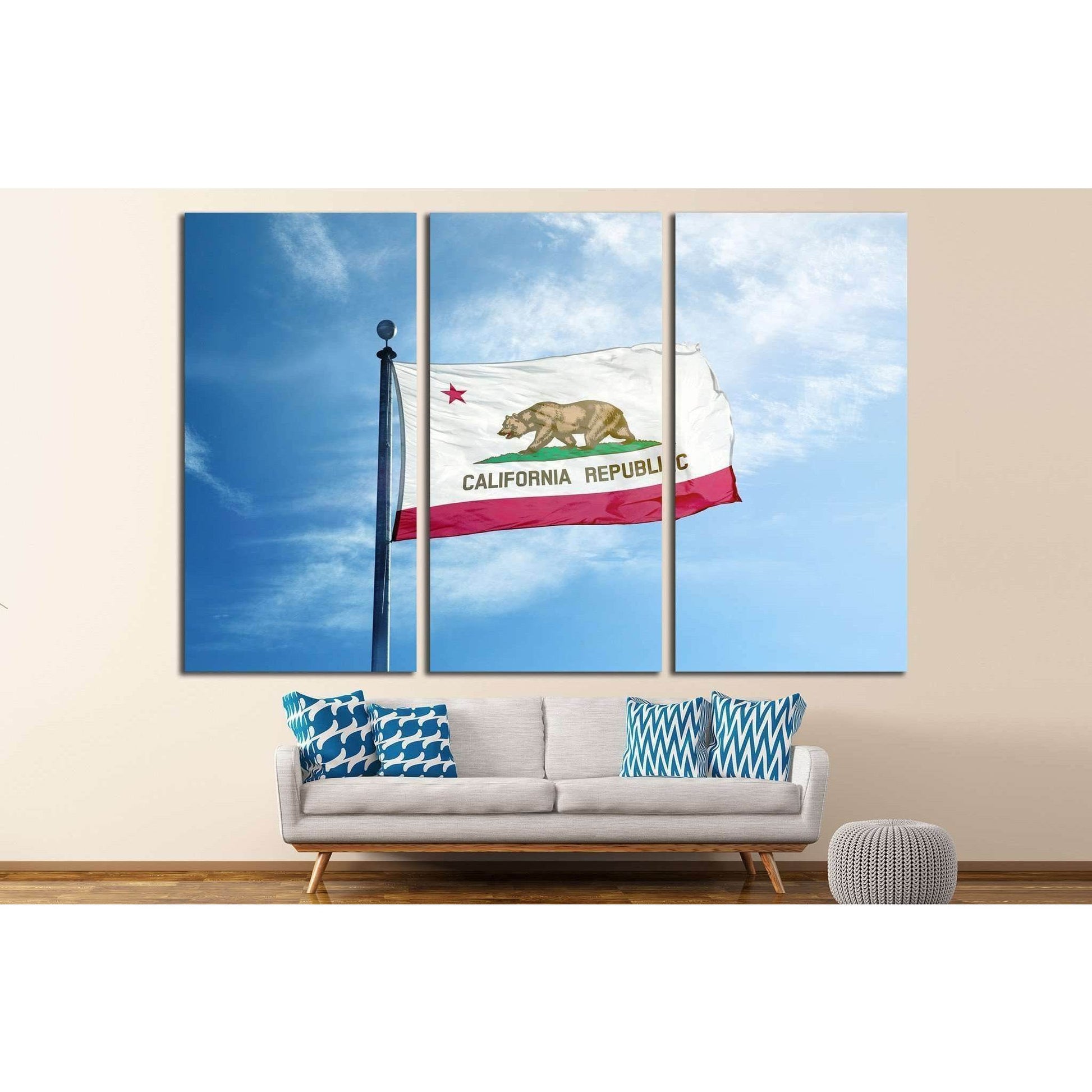 Republic California flag on the mast №1953 Ready to Hang Canvas PrintCanvas art arrives ready to hang, with hanging accessories included and no additional framing required. Every canvas print is hand-crafted, made on-demand at our workshop and expertly st