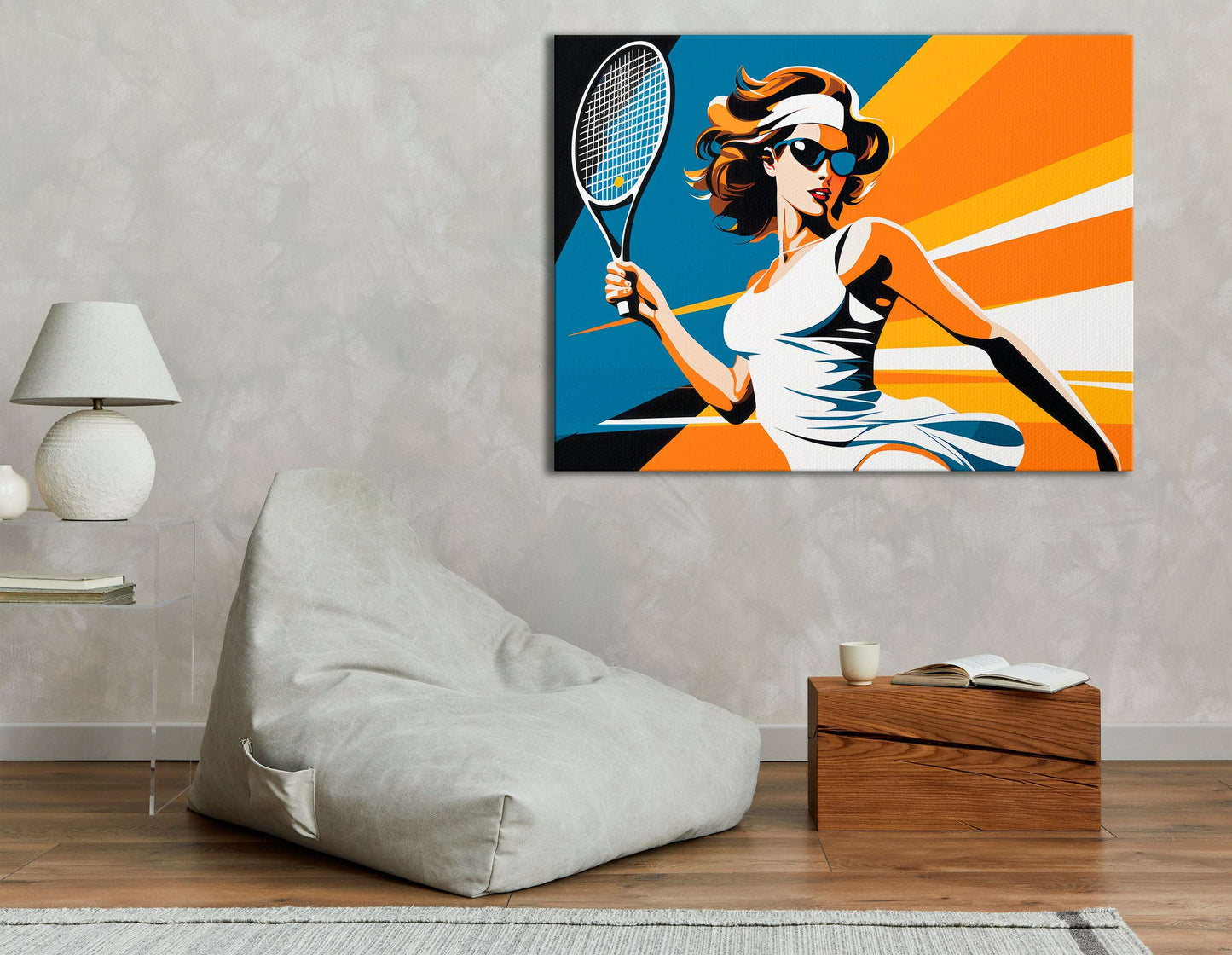 Retro Pop Art Tennis Player - Canvas Print - Artoholica Ready to Hang Canvas Print