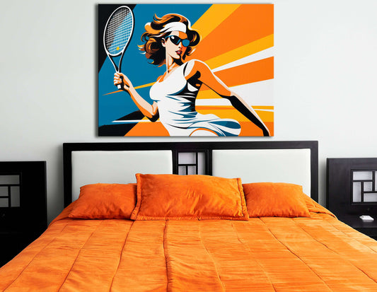 Retro Pop Art Tennis Player - Canvas Print - Artoholica Ready to Hang Canvas Print