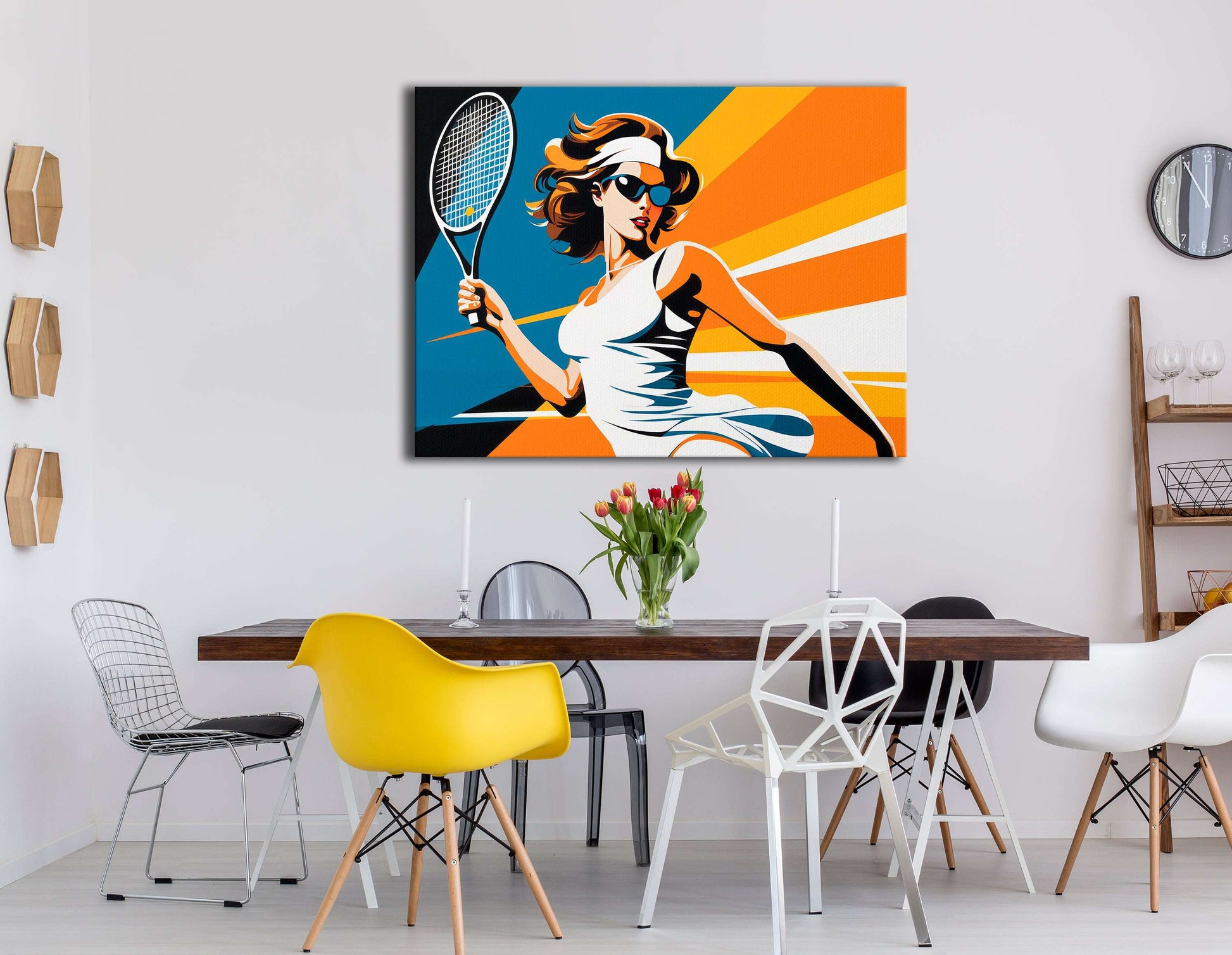 Retro Pop Art Tennis Player - Canvas Print - Artoholica Ready to Hang Canvas Print