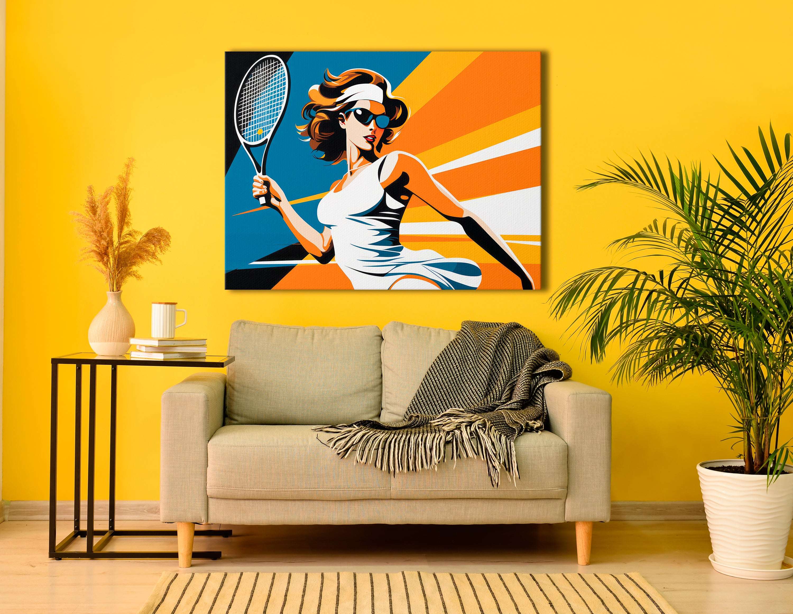 Retro Pop Art Tennis Player - Canvas Print - Artoholica Ready to Hang Canvas Print
