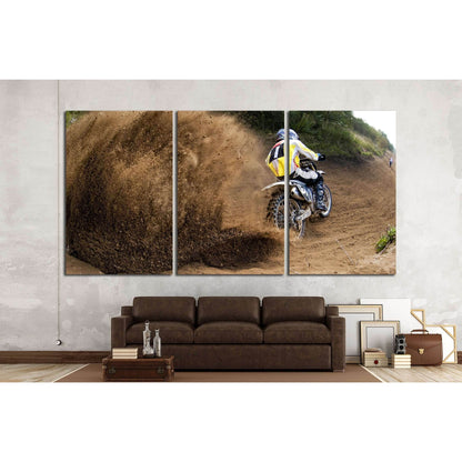 Rider driving in the motocross race №2482 Ready to Hang Canvas PrintCanvas art arrives ready to hang, with hanging accessories included and no additional framing required. Every canvas print is hand-crafted, made on-demand at our workshop and expertly str