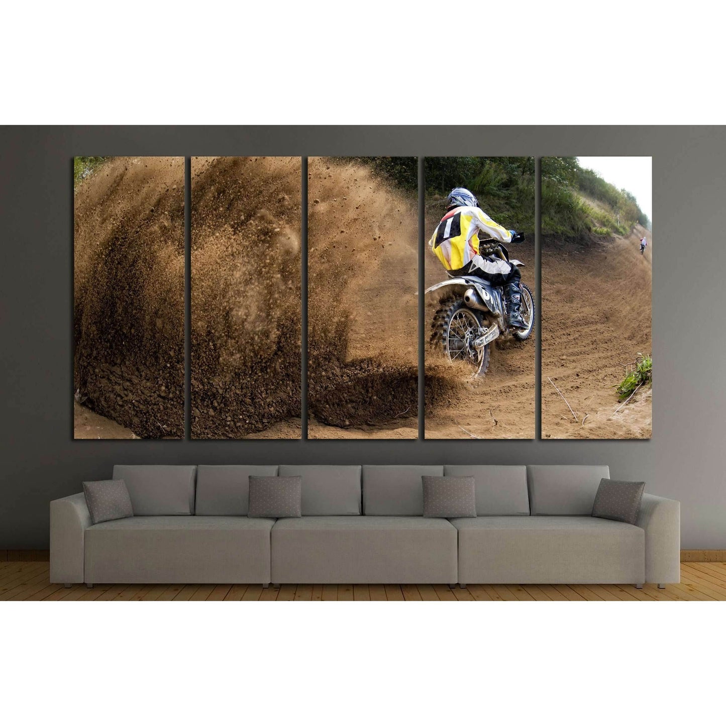 Rider driving in the motocross race №2482 Ready to Hang Canvas PrintCanvas art arrives ready to hang, with hanging accessories included and no additional framing required. Every canvas print is hand-crafted, made on-demand at our workshop and expertly str