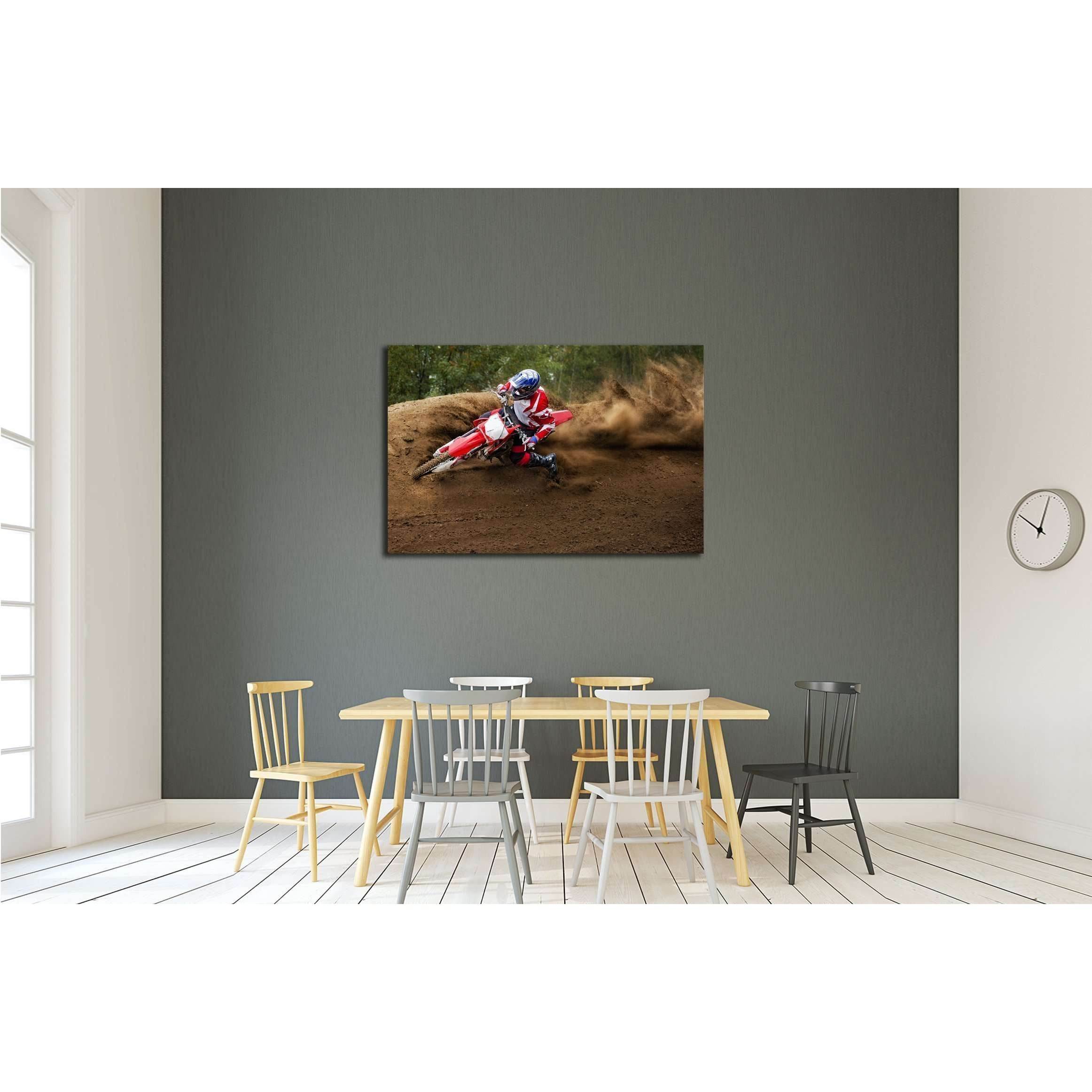 Rider driving in the motocross race №2483 Ready to Hang Canvas PrintCanvas art arrives ready to hang, with hanging accessories included and no additional framing required. Every canvas print is hand-crafted, made on-demand at our workshop and expertly str