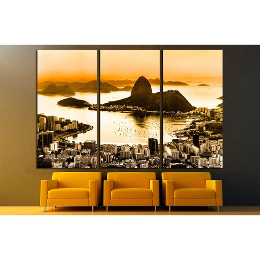 Rio de Janeiro, Brazil. Suggar Loaf and Botafogo beach viewed from Corcovado at sunset. №2615 Ready to Hang Canvas PrintCanvas art arrives ready to hang, with hanging accessories included and no additional framing required. Every canvas print is hand-craf