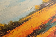 Ripe Wheat Field with Blue River - Canvas Print - Artoholica Ready to Hang Canvas Print
