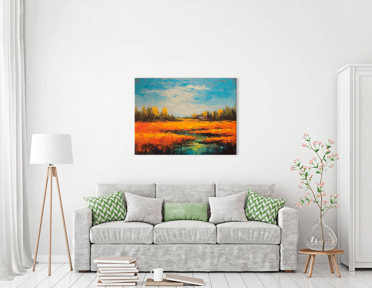 Ripe Wheat Field with Blue River - Canvas Print - Artoholica Ready to Hang Canvas Print