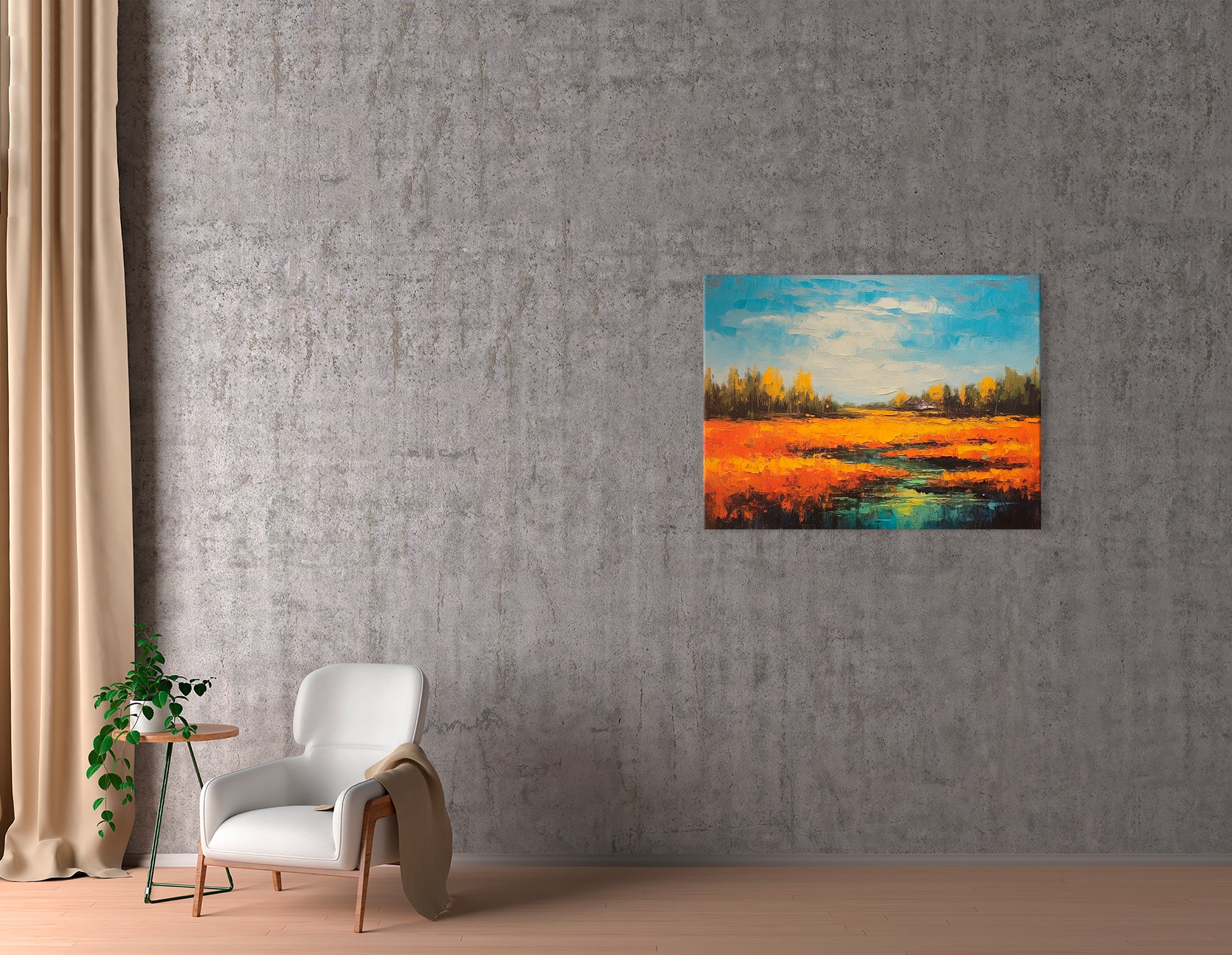 Ripe Wheat Field with Blue River - Canvas Print - Artoholica Ready to Hang Canvas Print