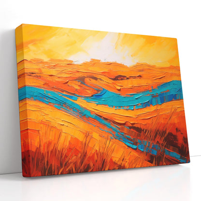 River Flowing in Desert at Sunset - Canvas Print - Artoholica Ready to Hang Canvas Print