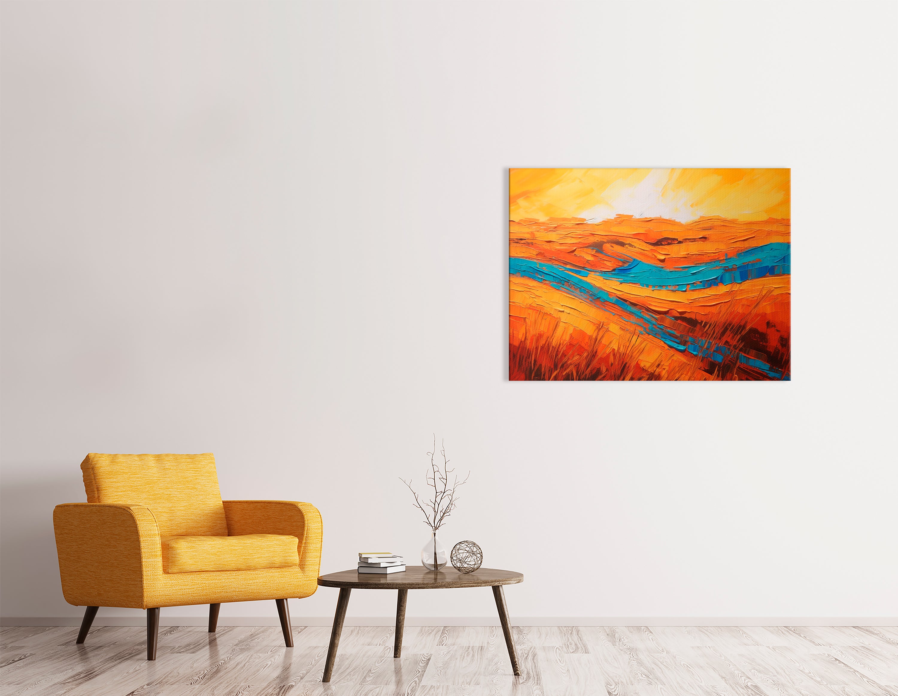 River Flowing in Desert at Sunset - Canvas Print - Artoholica Ready to Hang Canvas Print