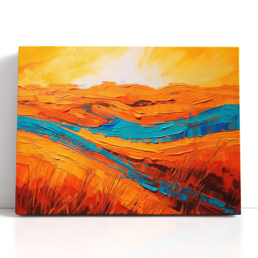River Flowing in Desert at Sunset - Canvas Print - Artoholica Ready to Hang Canvas Print