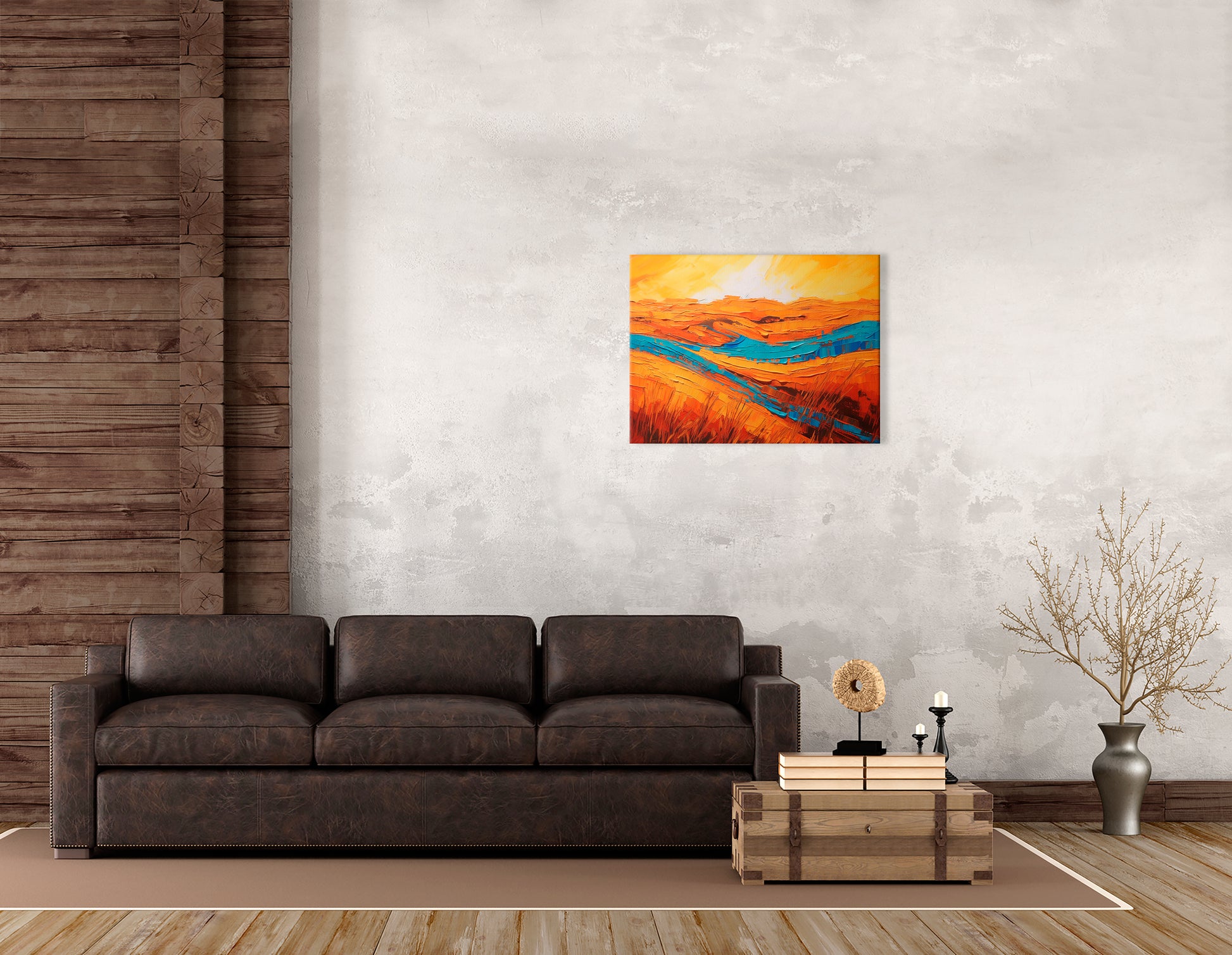 River Flowing in Desert at Sunset - Canvas Print - Artoholica Ready to Hang Canvas Print