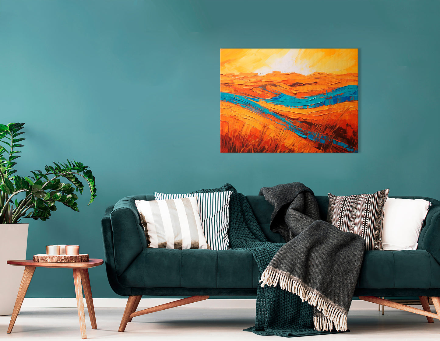 River Flowing in Desert at Sunset - Canvas Print - Artoholica Ready to Hang Canvas Print