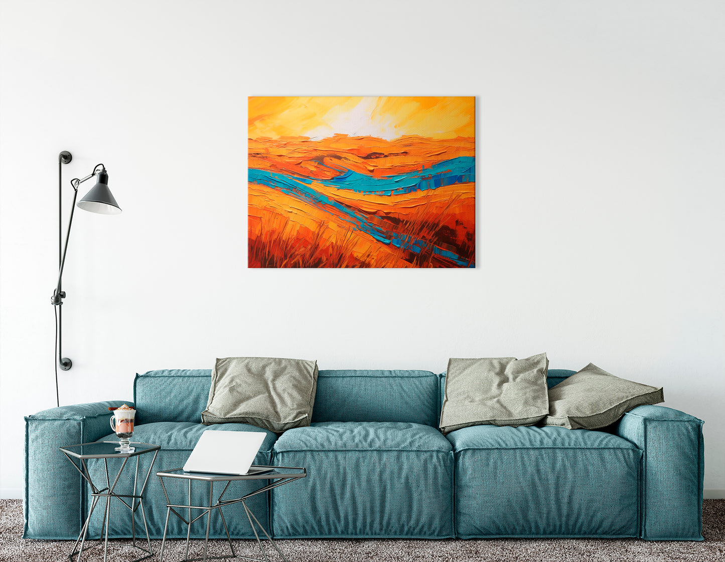 River Flowing in Desert at Sunset - Canvas Print - Artoholica Ready to Hang Canvas Print