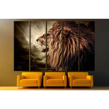 Roaring lion against stormy sky №1844 Ready to Hang Canvas PrintCanvas art arrives ready to hang, with hanging accessories included and no additional framing required. Every canvas print is hand-crafted, made on-demand at our workshop and expertly stretch