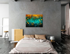 Romantic Riverscape with Golden Lotuses - Canvas Print - Artoholica Ready to Hang Canvas Print